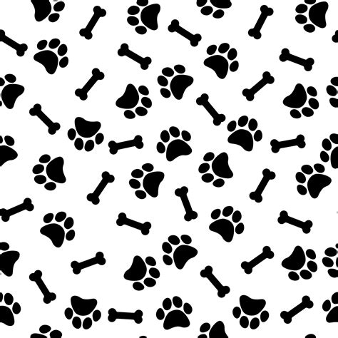 Seamless pattern with bones and paw prints of animals 3193573 Vector ...