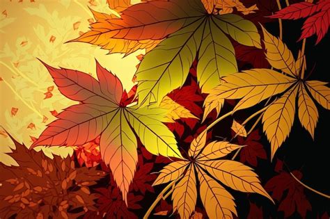 Premium Photo | Background with maple leaves in autumnal colors in the anime style