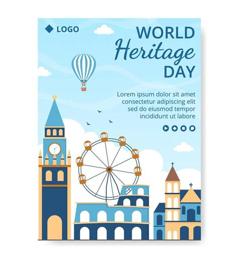 World Heritage Day Poster Template Flat Design Illustration Editable of ...