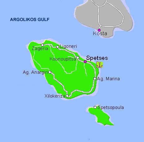 Spetses map, Greece map of Spetses