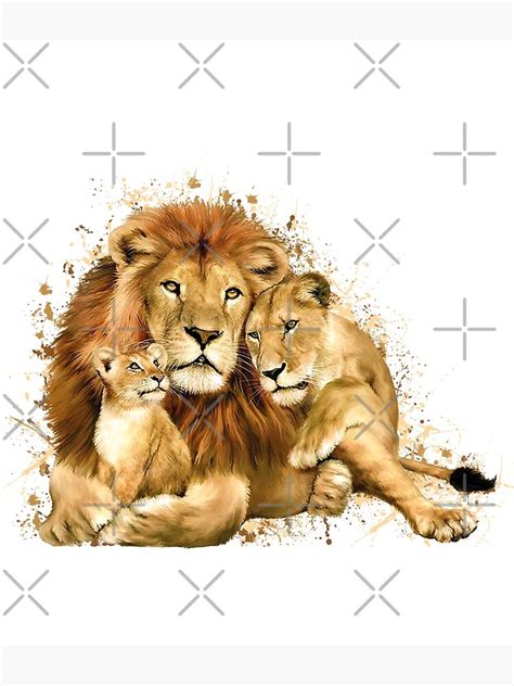 "lion family, lion family watercolor" Poster for Sale by DelzStudio | Redbubble