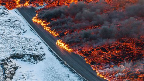 Emergency declared after volcano erupts in Iceland creating major fissure and fast moving lava ...