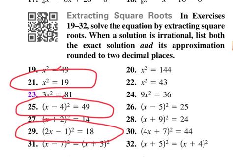 OneClass: DExtracting Square Roots In Exercises 19-32, solve the equation by extracting square ...