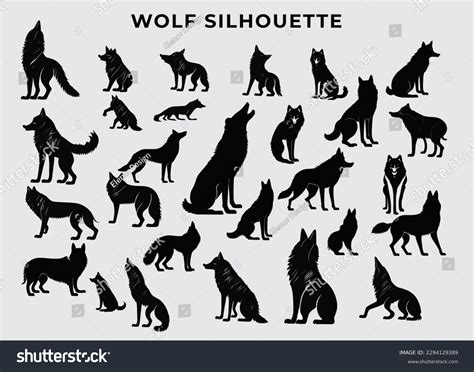 Wolf Silhouette Vector Collection Wolf Pack Stock Vector (Royalty Free ...