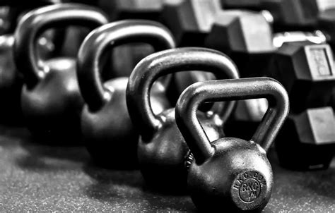 Wallpaper metal, black and white, gym, Russian dumbbells images for ...