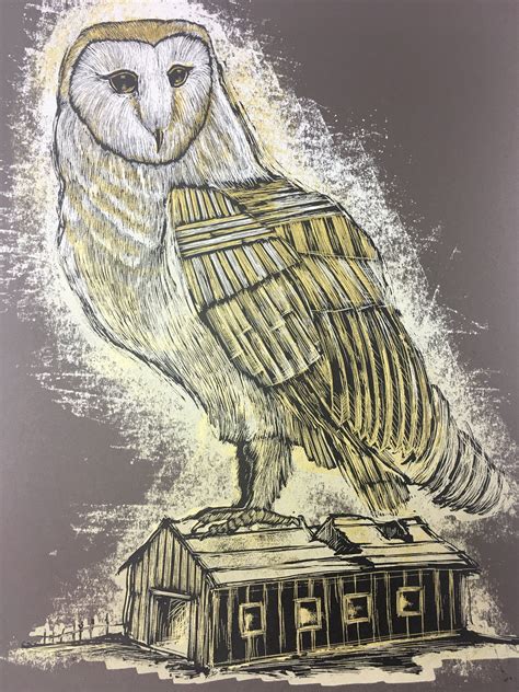 Reconstructed Barn Owl - 2013 Dan Grzeca Poster Art Print Charcoal ...