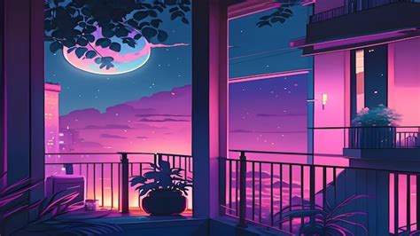 Premium AI Image | anime balcony pastel color