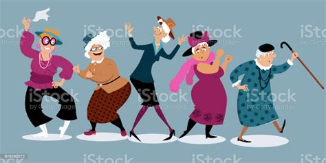 Group of active senior women dancing, EPS 8 vector illustration | Free vector art, Vector ...