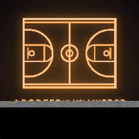 Basketball Court Neon Light Icon Symbol Typography Recreation Vector, Symbol, Typography ...