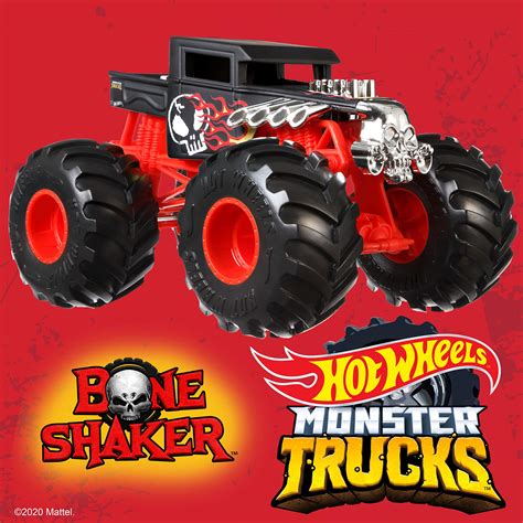 Buy Hot Wheels Monster Trucks Bone Shaker die-cast 1:24 Scale Vehicle with Giant Wheels for Kids ...