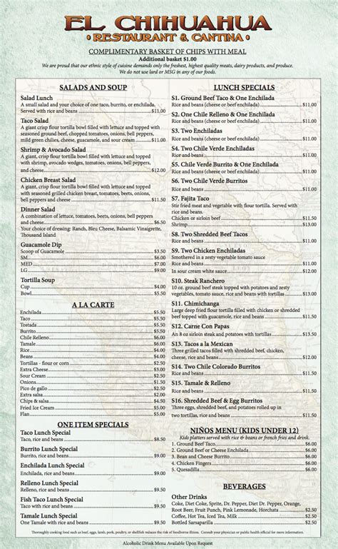 MENU — El Chihuahua Restaurant