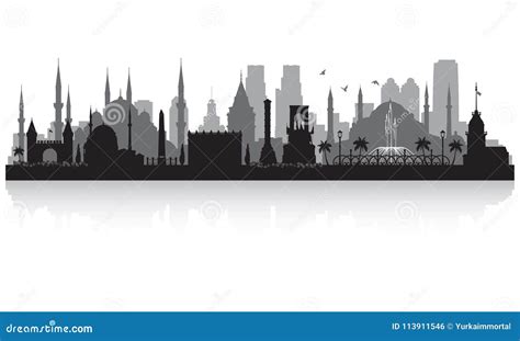 Istanbul Turkey City Skyline Silhouette Stock Vector - Illustration of architecture, beautiful ...