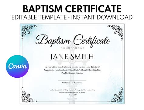 Free Printable Baptism Certificate Free Printable - Certificate Of Baptism Template