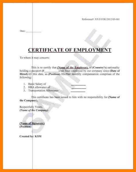 Employee Certificate Of Service Template Great Sample Regarding Fresh Employee Certificate O ...