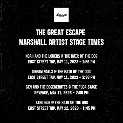 THE GREAT ESCAPE FESTIVAL / MARSHALL RECORDS – R o c k 'N' L o a d