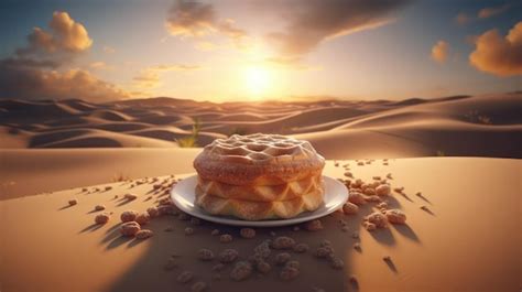 Premium AI Image | A desert with a plate of pancakes and nuts on it