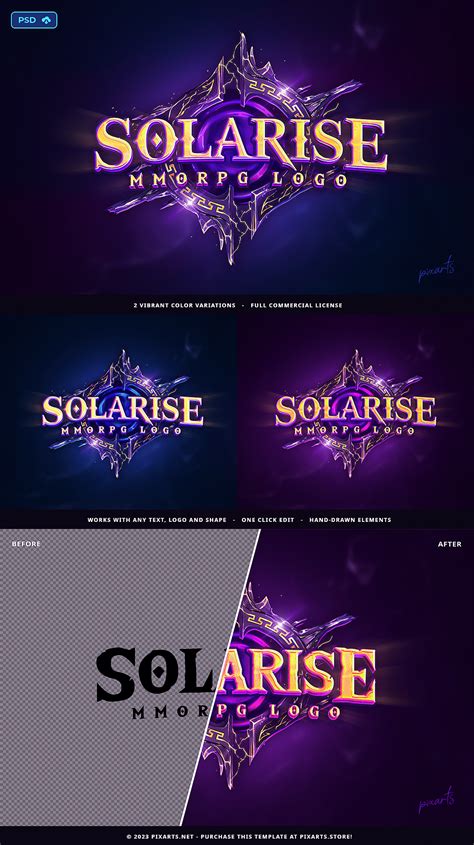 Solarise - Stylized Gaming Logo PSD Template | Pixarts.store