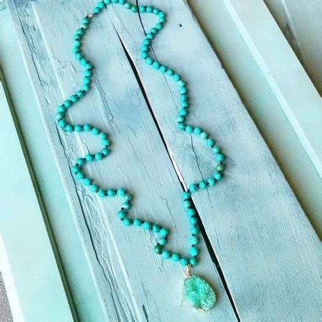 Green Turquoise Necklace With Green Druzy Pendant – Taste of Country Store