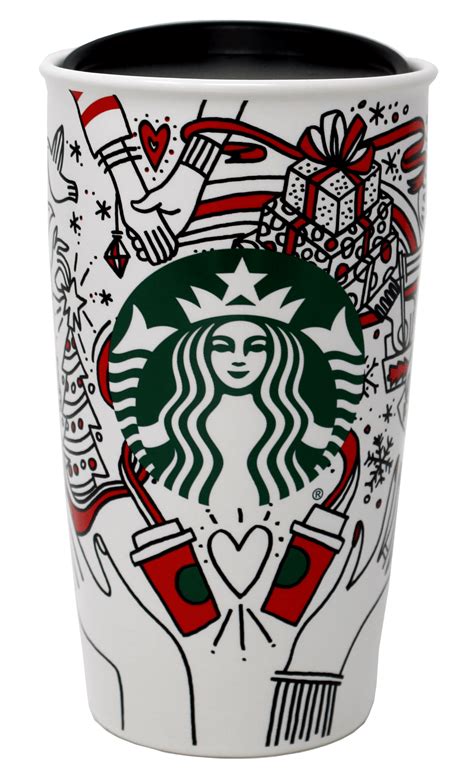 Starbucks 2017 Holiday Traveler Ceramic Red Cup (11078286) 12 Oz - Walmart.com - Walmart.com