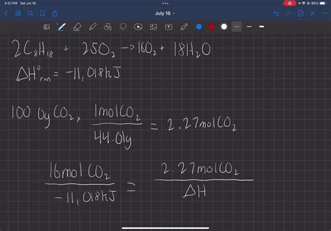 SOLVED: = Using the following equation for the combustion of octane, calculate the heat ...