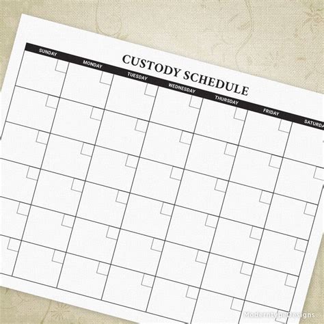 Free Fillable Custody Calendar