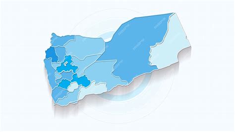 Premium Vector | Blue Map of Yemen Yemen map with borders of the states ...