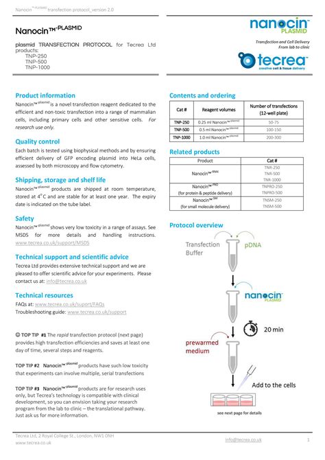 STANDARD & RAPID PROTOCOL - plasmid transfection_version 2.0.pdf | DocDroid