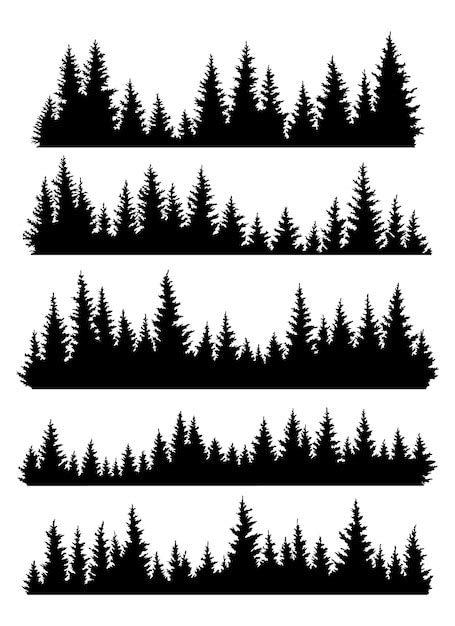 Premium Vector | Set of fir trees silhouettes design