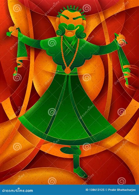 Man Performing Traditional Mask Dance of Sikkim, India Stock Vector ...