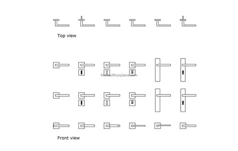 Modern Door Handles, AutoCAD Block - Free Cad Floor Plans