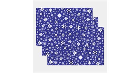 Blue White Snowflakes Design Wrapping Paper Sets | Zazzle