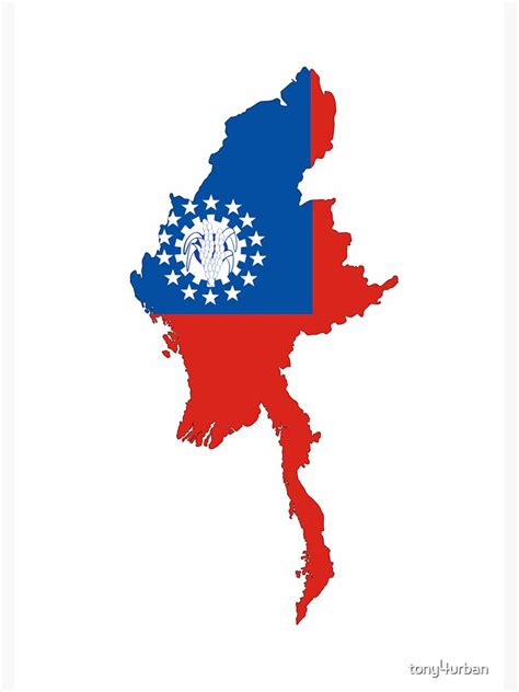 "Myanmar flag map" Sticker by tony4urban | Redbubble