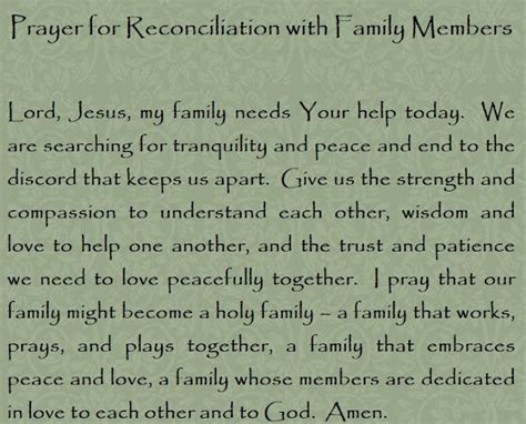 Prayer for Reconciliation with Family Members submitted by Irene Ortiz