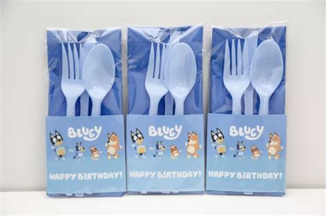 BLUEY BIRTHDAY UTENSILS, bluey clues party theme,bluey birthday supplies,bluey EUR 19,92 ...