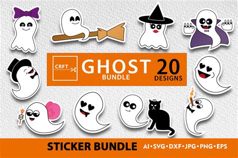 20 Designs Halloween Ghosts Bundle Craft Graphic by MarsStudioCraft ...