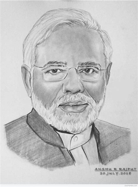 Great Pencil Sketch Of Prime Minister Narendra Modi - Desi Painters