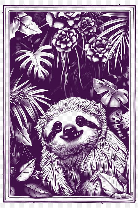 Premium PSD | Frame of rainforest landscape with sloths and bromeliads ...