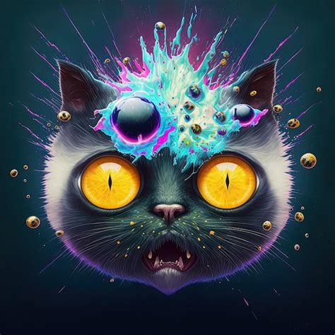 Premium Photo | Cool cat digital art painting.