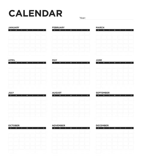 Free Printable 12 Month Calendar Templates - Printable Templates Free