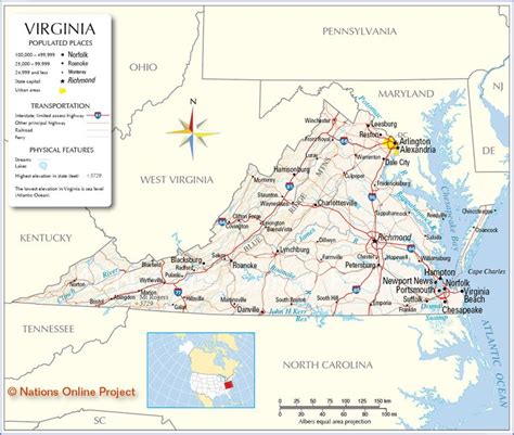 Reference Map of Virginia, USA - Nations Online Project | Map, State map, Detailed map