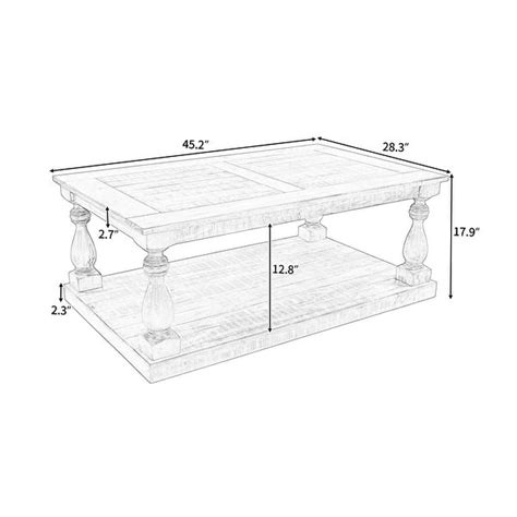 Rustic Floor Coffee Table with Storage Shelf,Solid Pine Wood - Bed Bath & Beyond - 36086838