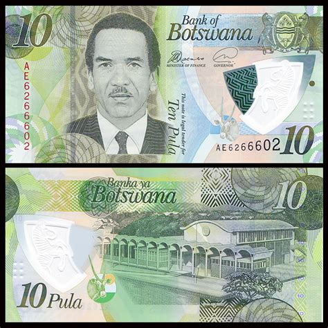 Botswana Polymer Banknotes Money Collect 10 Pula BWP Real Currency UNC ...