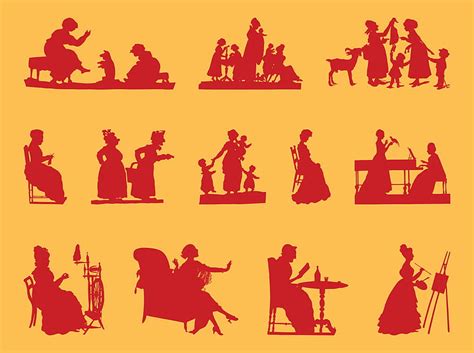 Antique Women Silhouettes ai vector | UIDownload