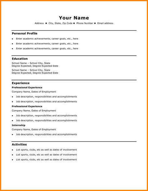 Simple resume template cv template basic simple resume templates office template word harvard ...
