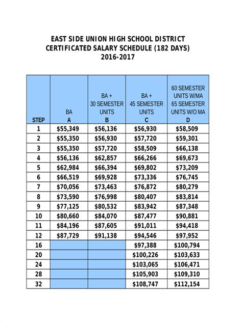 Salary Schedule - 9+ Examples, Format, How to Write, Pdf