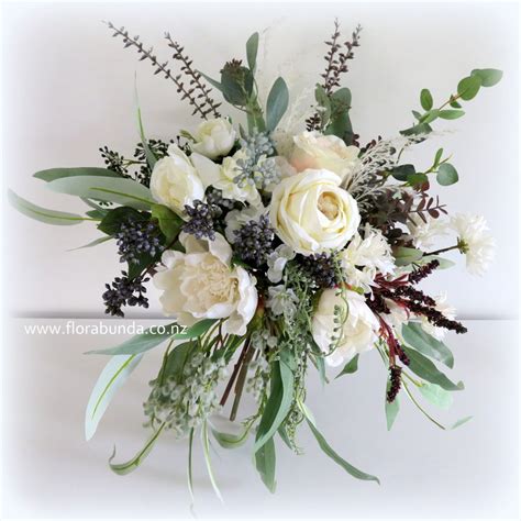 Rustic Boho wedding bouquet grey green white - Florabunda