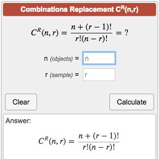 Combination with Replacement Calculator