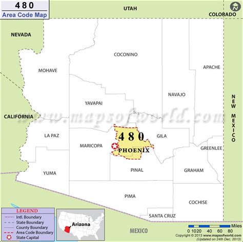 480 Area Code Map, Where is 480 Area Code in Arizona