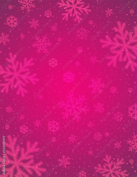 Pink christmas background with white blurred snowflakes, vector ...