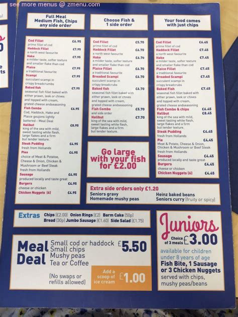 Menu at Seniors Lytham fast food, Lytham Saint Annes, 97-99 Clifton St